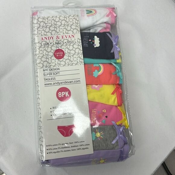 Andy and Evan Girl's Day of the Week 8 pack Bikini Briefs NWT size l (8-10) - Picture 10 of 12